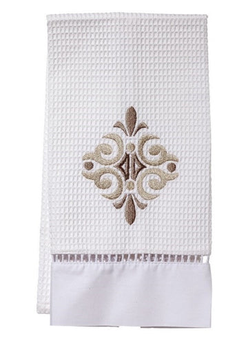 Guest Towel, Ladder Lace, Embroidered Scrolls - Image 7