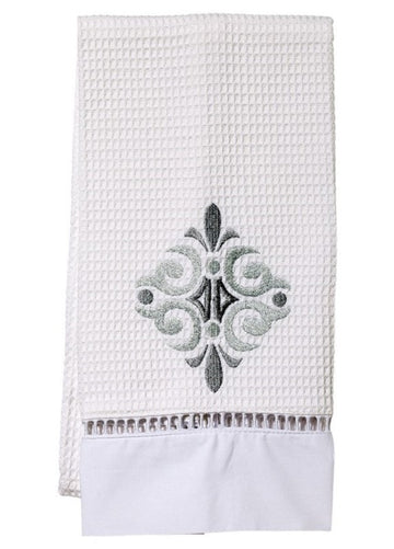 Guest Towel, Ladder Lace, Embroidered Scrolls - Image 8