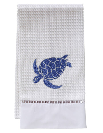 Guest Towel, Ladder Lace, Embroidered Sea Life - Image 4