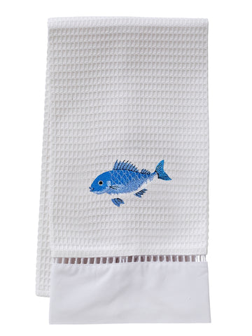 Guest Towel, Ladder Lace, Embroidered Sea Life - Image 5
