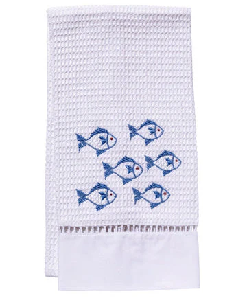 Guest Towel, Ladder Lace, Embroidered Sea Life - Image 6
