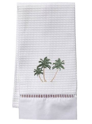 Guest Towel, Ladder Lace, Embroidered Topiary - Image 2