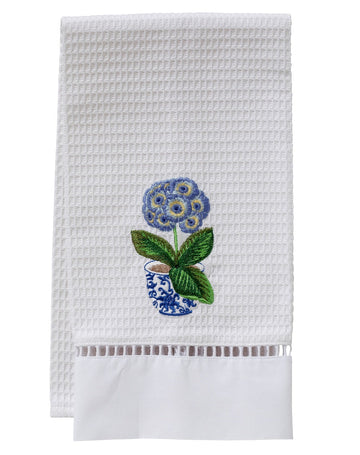 Guest Towel, Ladder Lace, Embroidered Topiary - Image 4