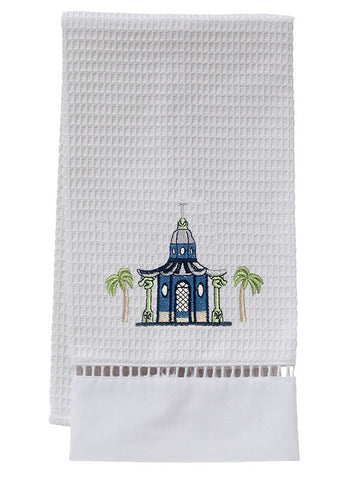 Guest Towel, Ladder Lace, Embroidered Topiary - Image 5