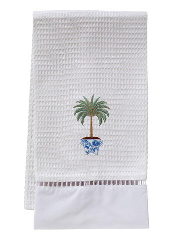 Guest Towel, Ladder Lace, Embroidered Topiary - Image 7