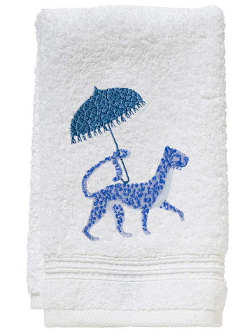 Guest Towel, Terry, Embroidered Chinoiserie - Image 2