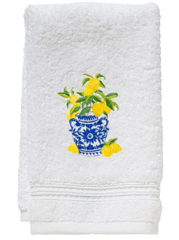 Guest Towel, Terry, Embroidered Chinoiserie - Image 5