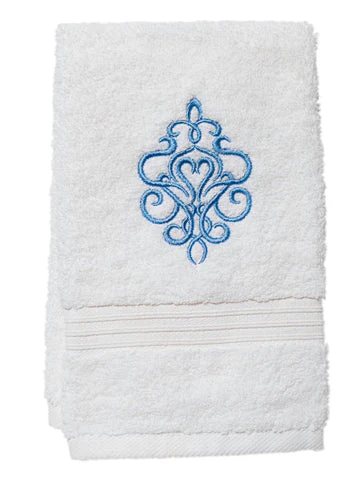 Guest Towel, Terry, Embroidered Scrolls - Image 3