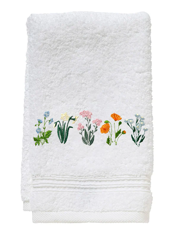 Guest Towel, Terry, Embroidered Blooms - Image 2