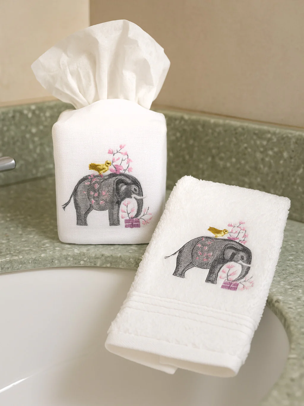 Guest Towel, Terry, Garden Elephant (Lavender) - Image 3