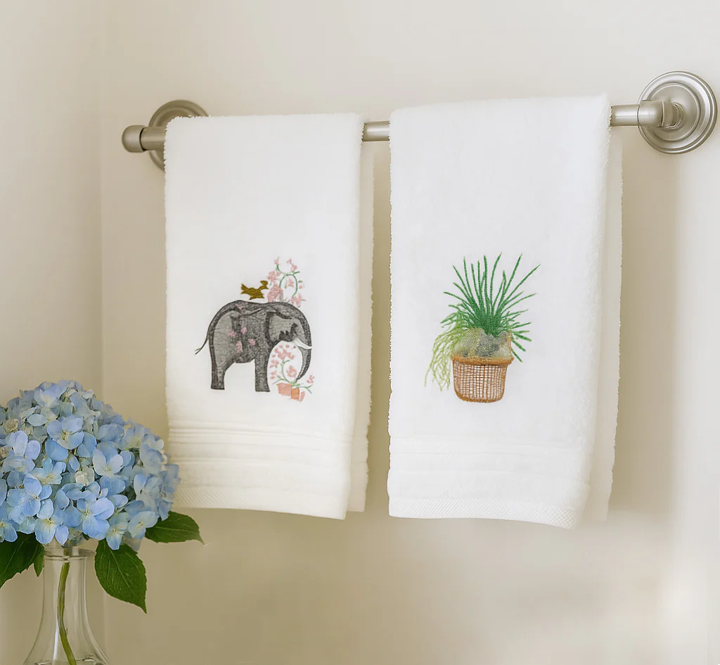 Guest Towel, Terry, Garden Elephant (Lavender) - Image 4