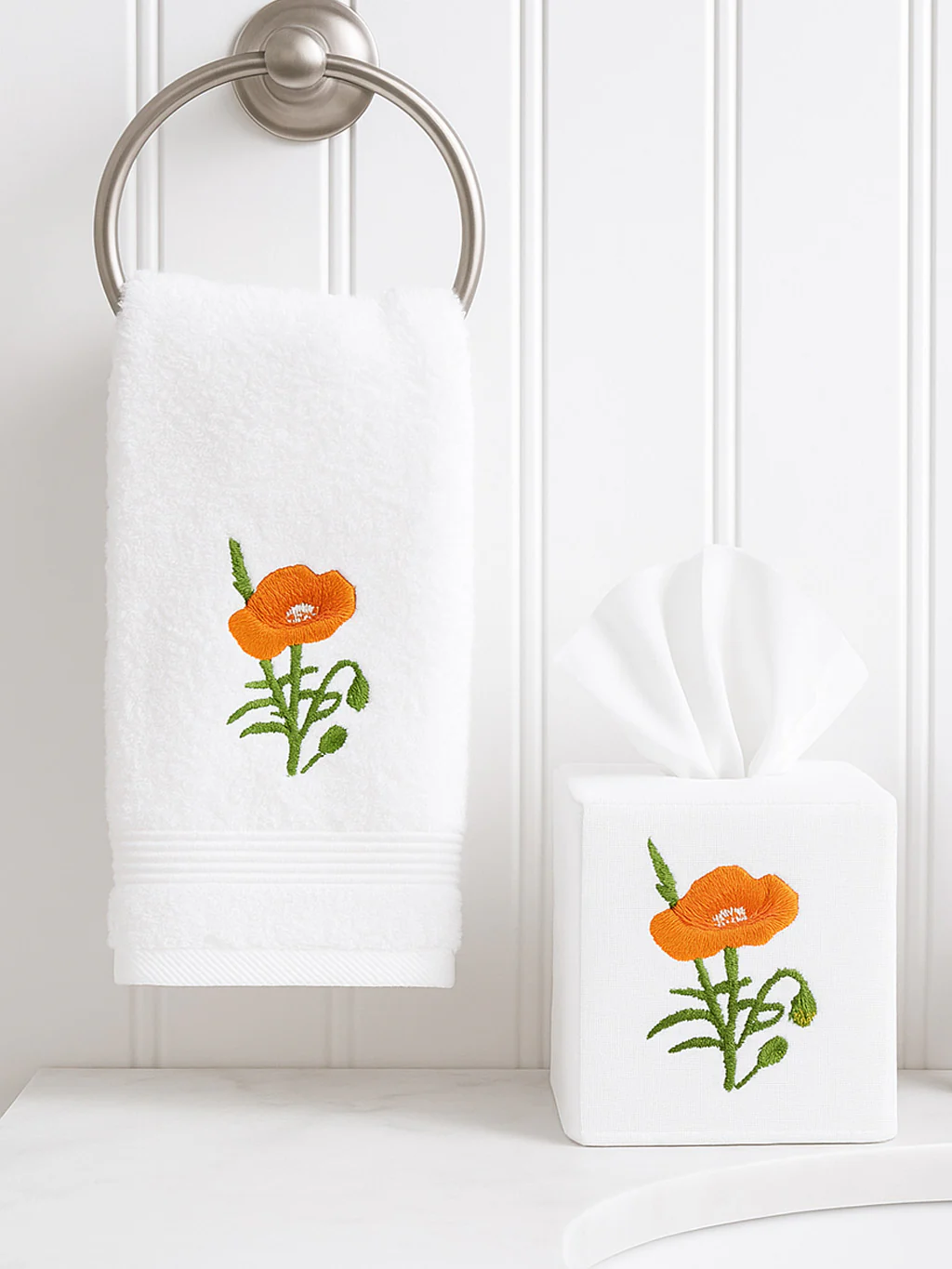 Guest Towel, Terry, Poppy (Tangerine) - Image 2