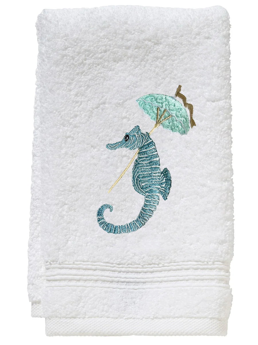 Guest Towel, Terry, Seahorse Umbrella - Image 3