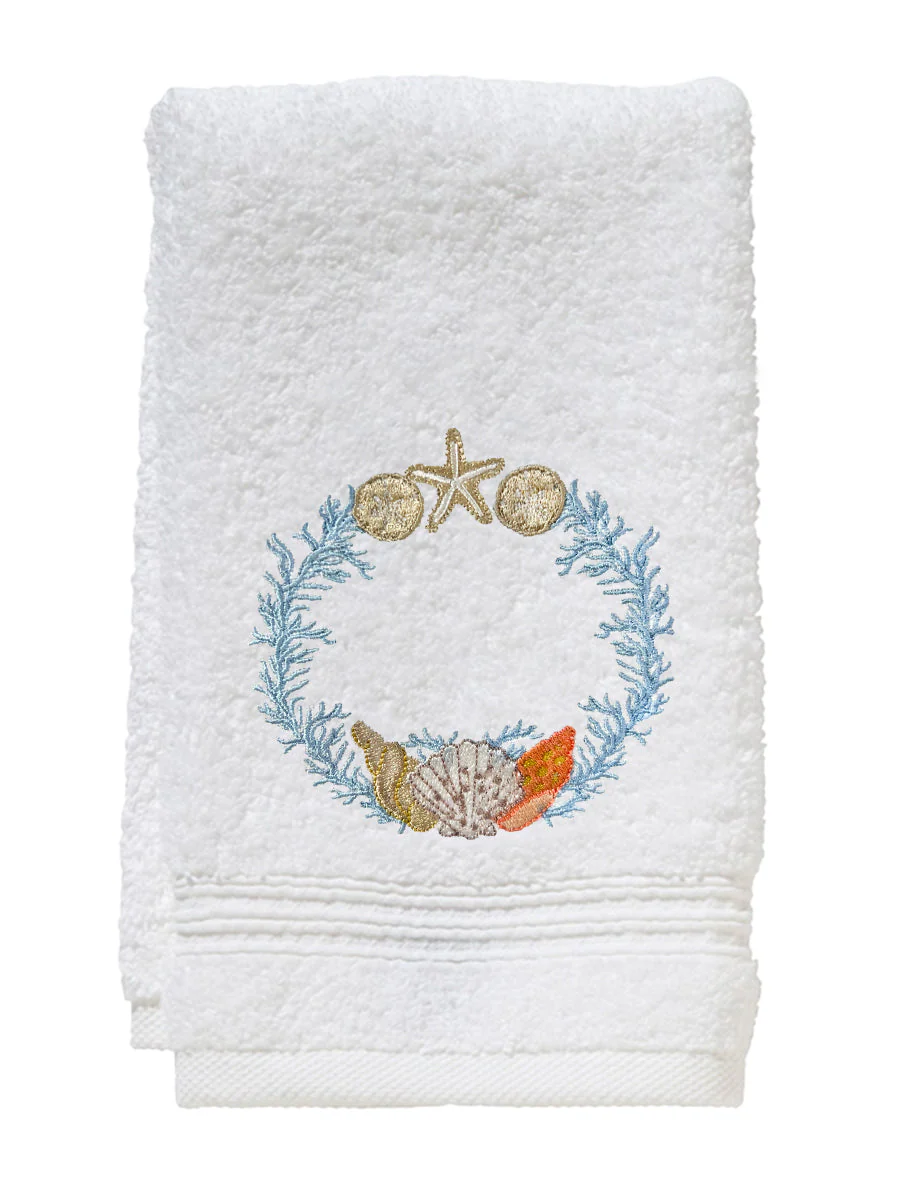 Guest Towel, Terry, Shell Wreath - Image 2