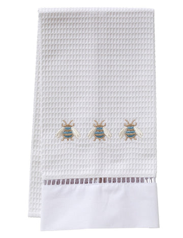 Guest Towel, Ladder lace, Embroidered Bees - Image 2