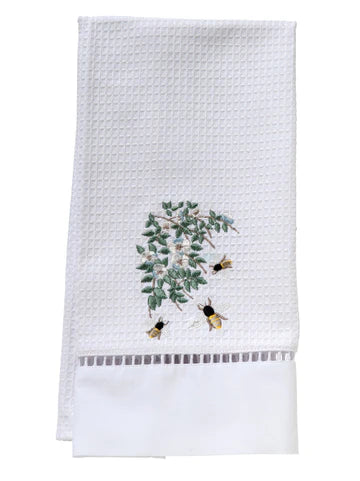 Guest Towel, Ladder lace, Embroidered Bees - Image 4