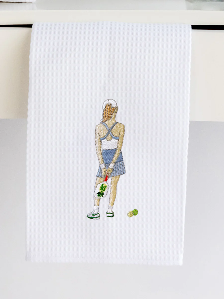 Guest Towel, Waffle Weave, Pickle Ball Girl - Image 2