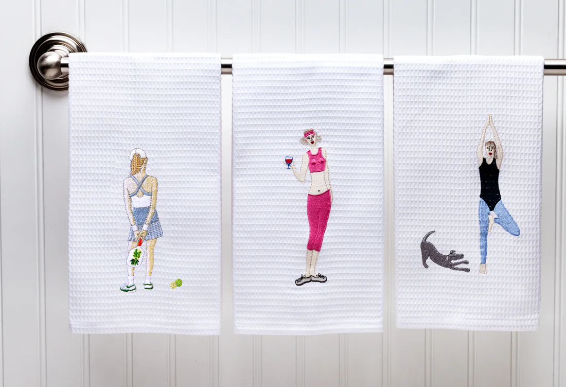 Guest Towel, Waffle Weave, Pickle Ball Girl - Image 3