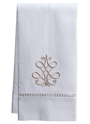 Guest Towel, White Linen/Cotton & Ladder Lace Embroidered - Image 7