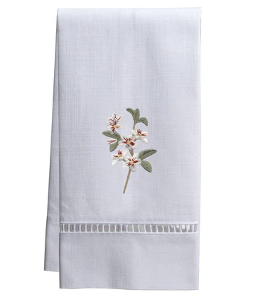 Guest Towel, White Linen/Cotton & Ladder Lace Embroidered - Image 9