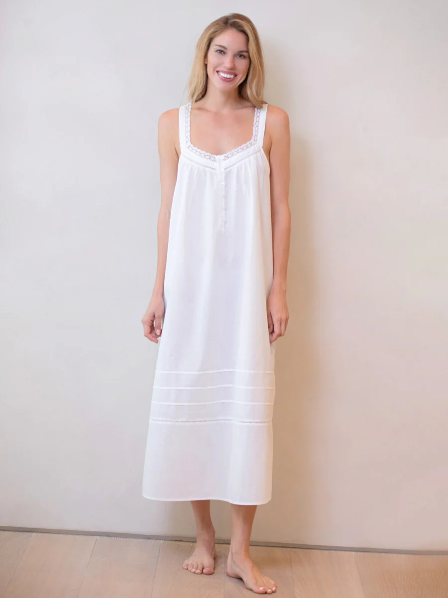 Hazel White Cotton Nightgown - Image 2