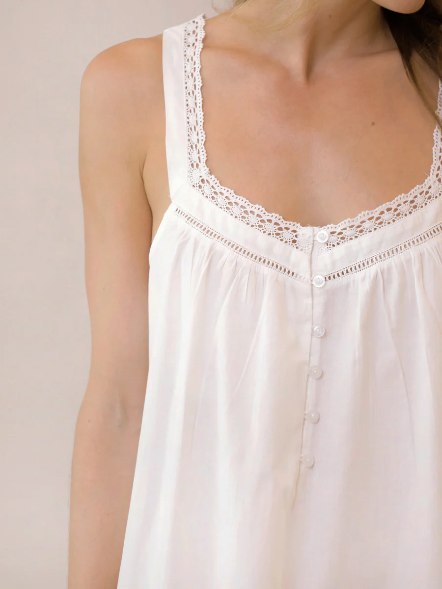 Hazel White Cotton Nightgown - Image 3