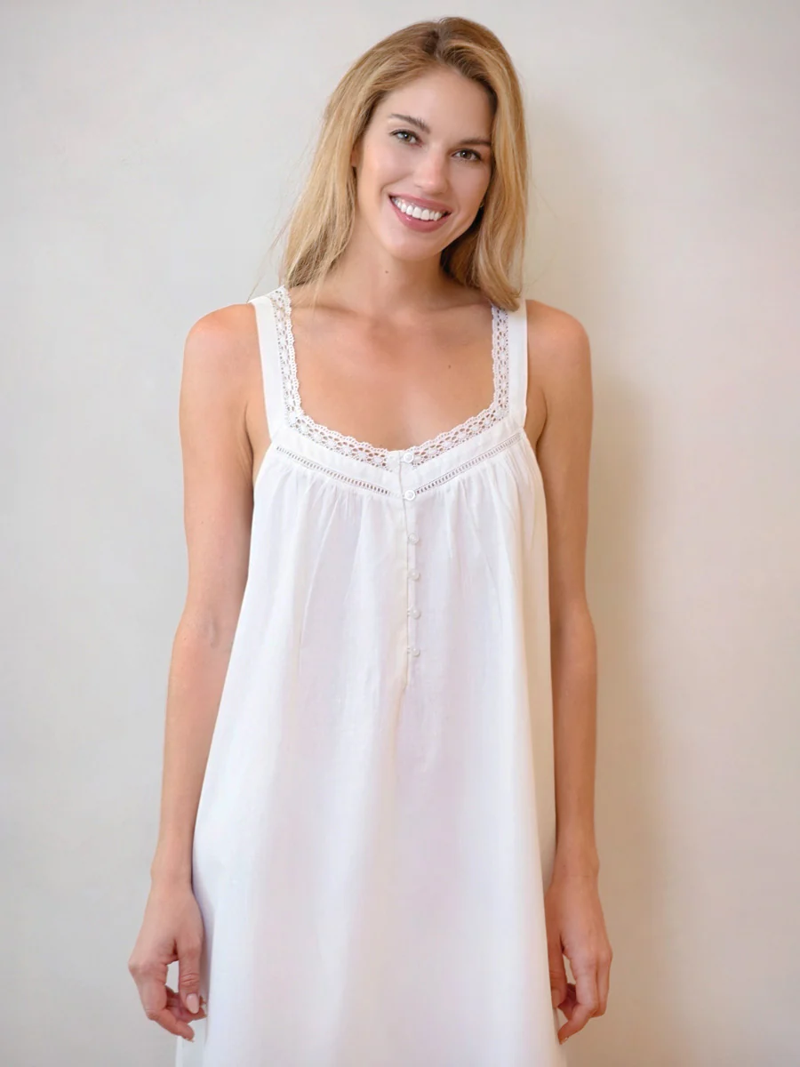 Hazel White Cotton Nightgown - Image 5