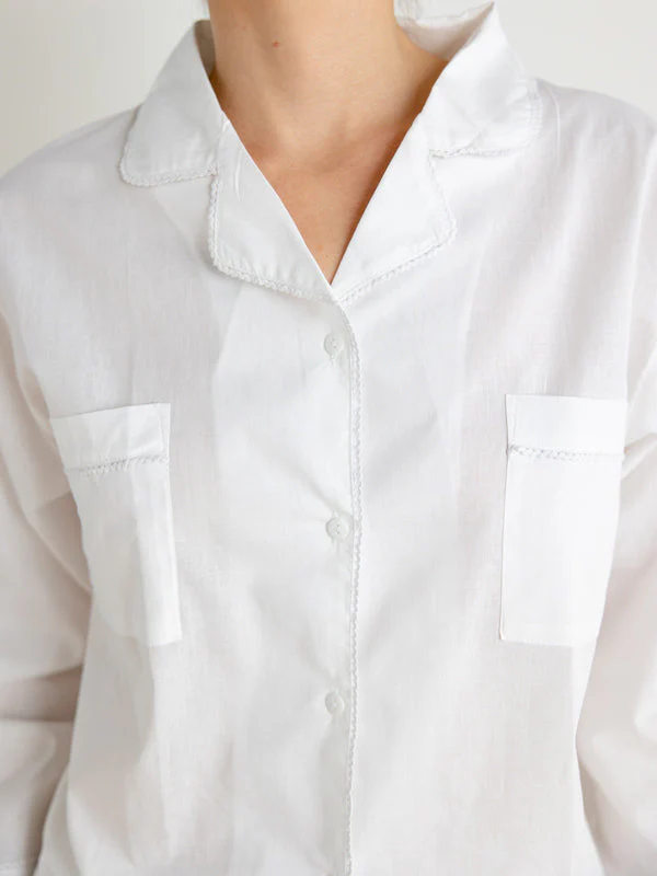 Christine White Cotton Pajamas - Image 2