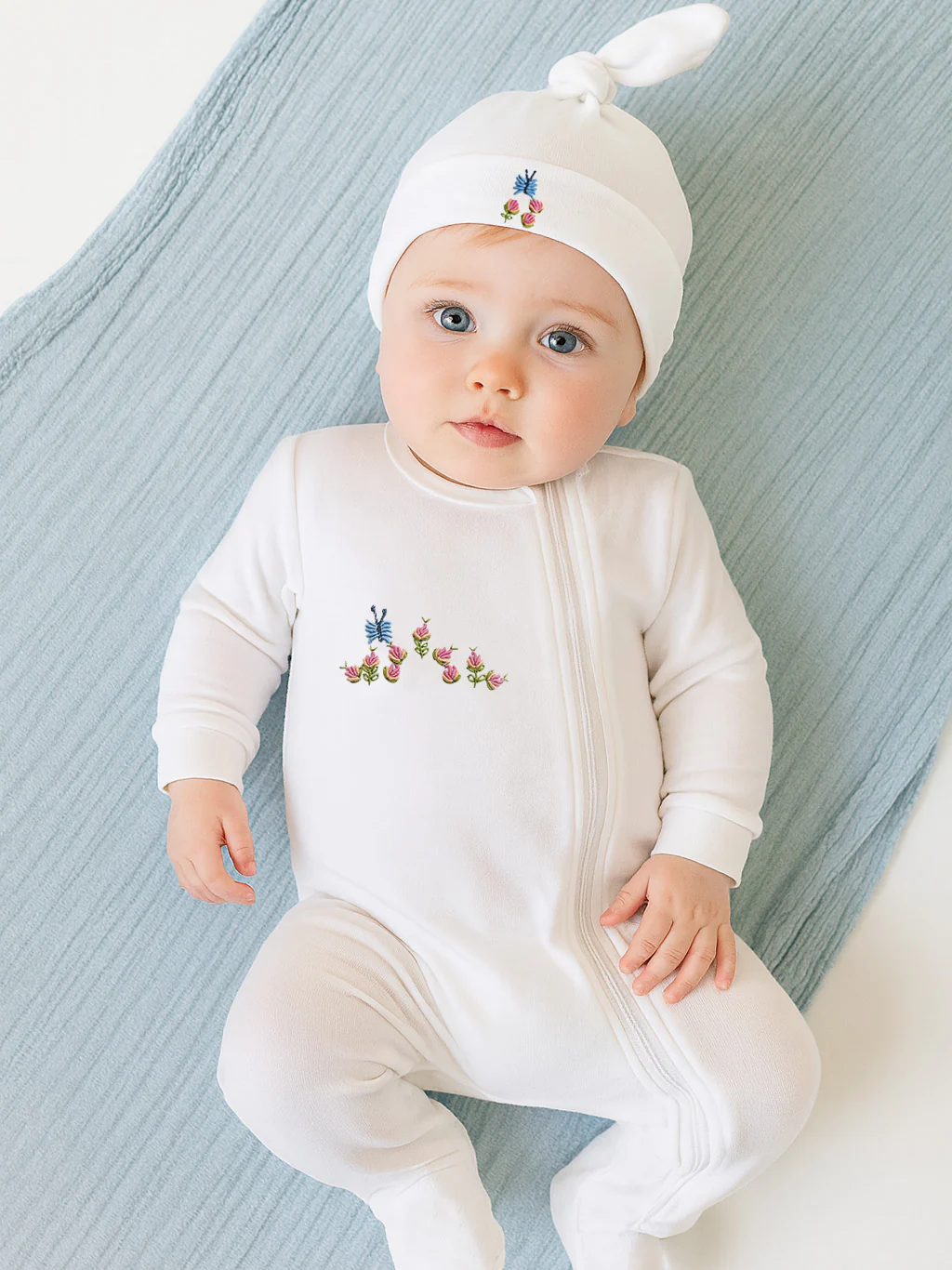 Baby Footie, Combed Cotton, Embroidered - Image 3