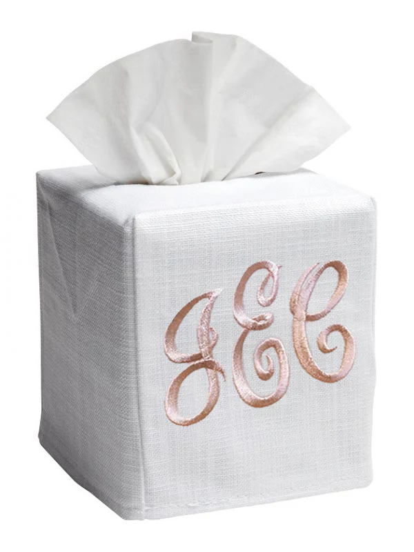 Tissue Box Cover - White Linen / Cotton, No Embroidery - Image 3