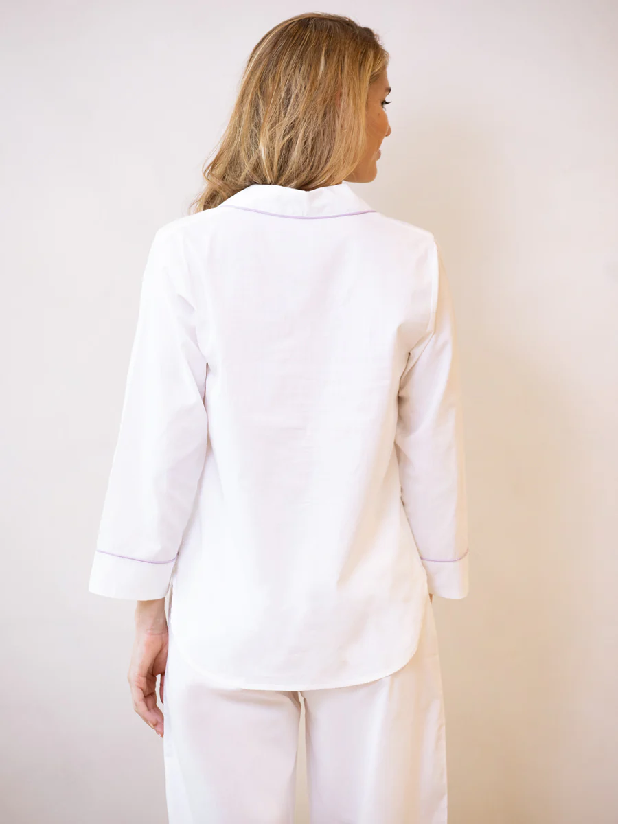 Luna White Cotton Pajamas - Image 9