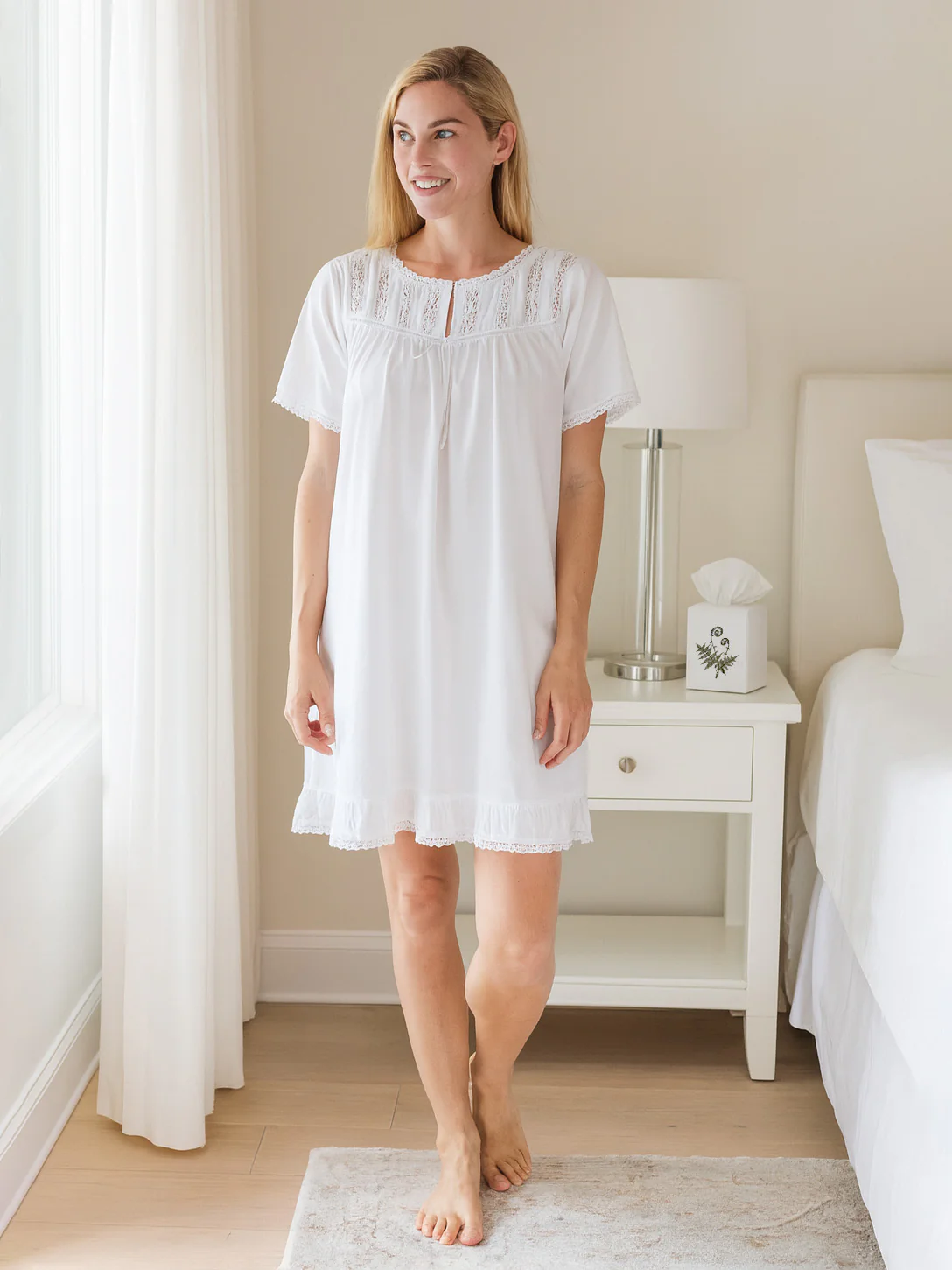 Margaret White Cotton Nightgown - Image 7