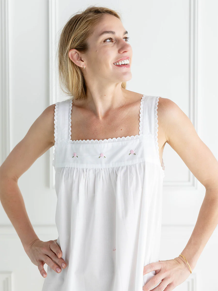 Margot White Cotton Nightgown - Image 3