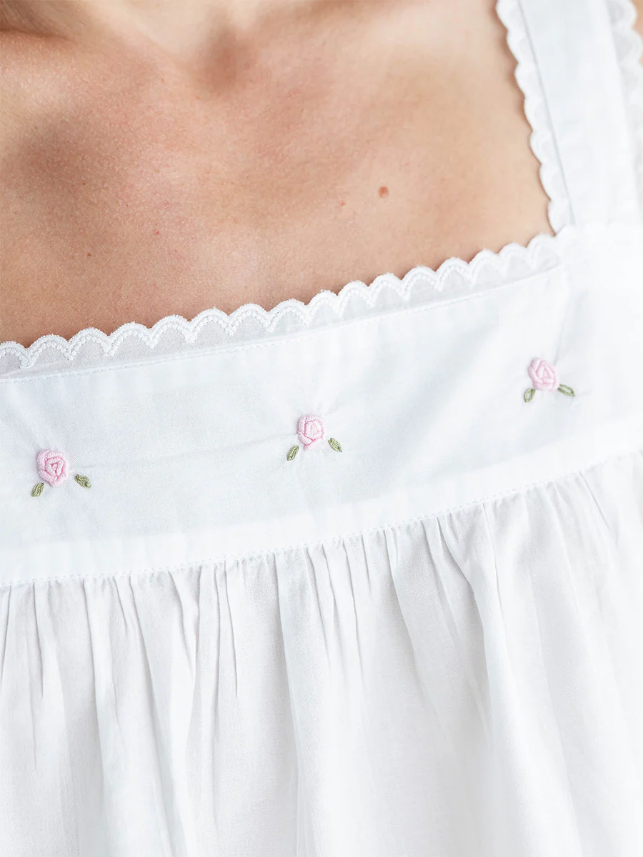 Margot White Cotton Nightgown - Image 4