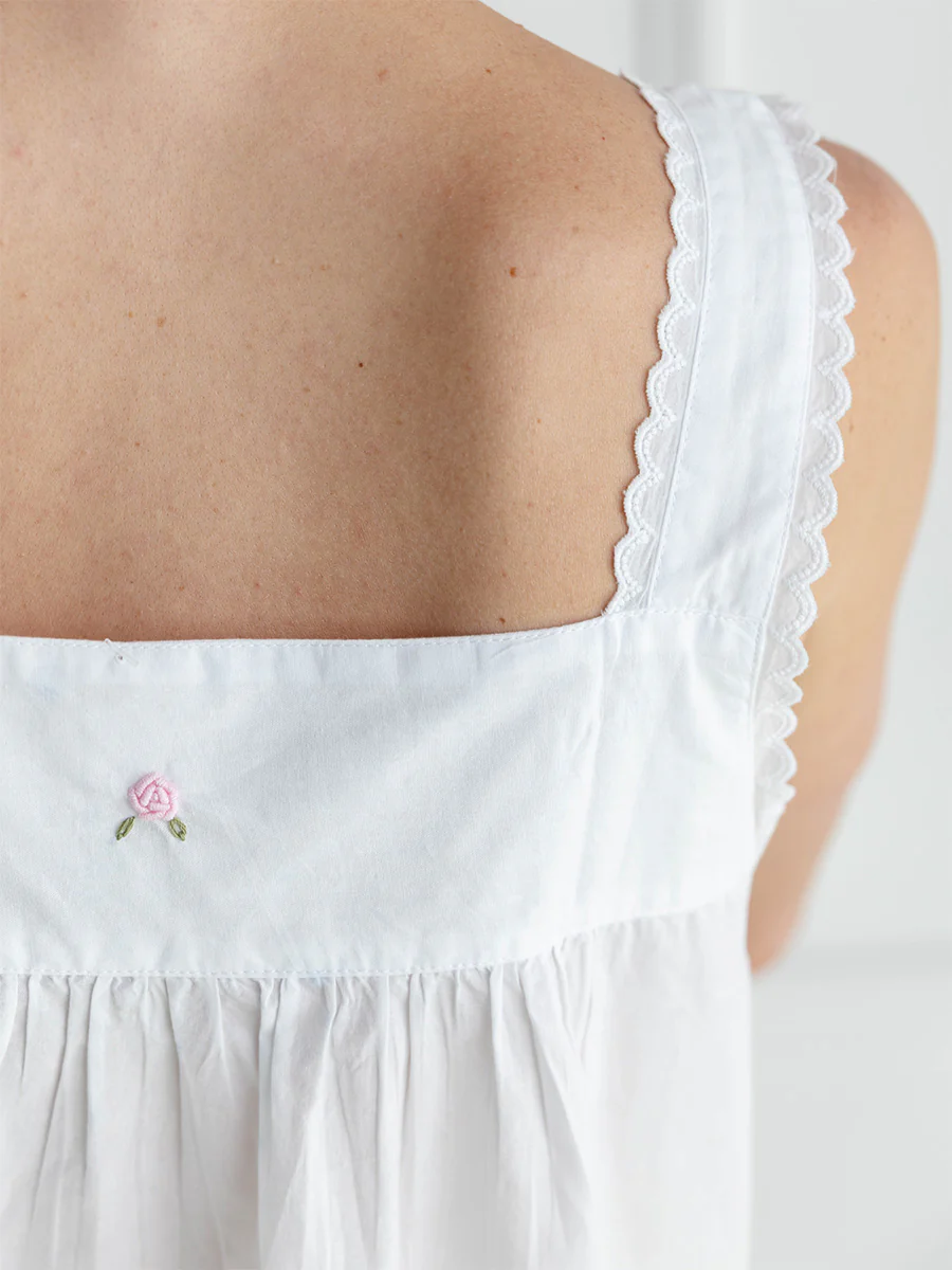Margot White Cotton Nightgown - Image 6