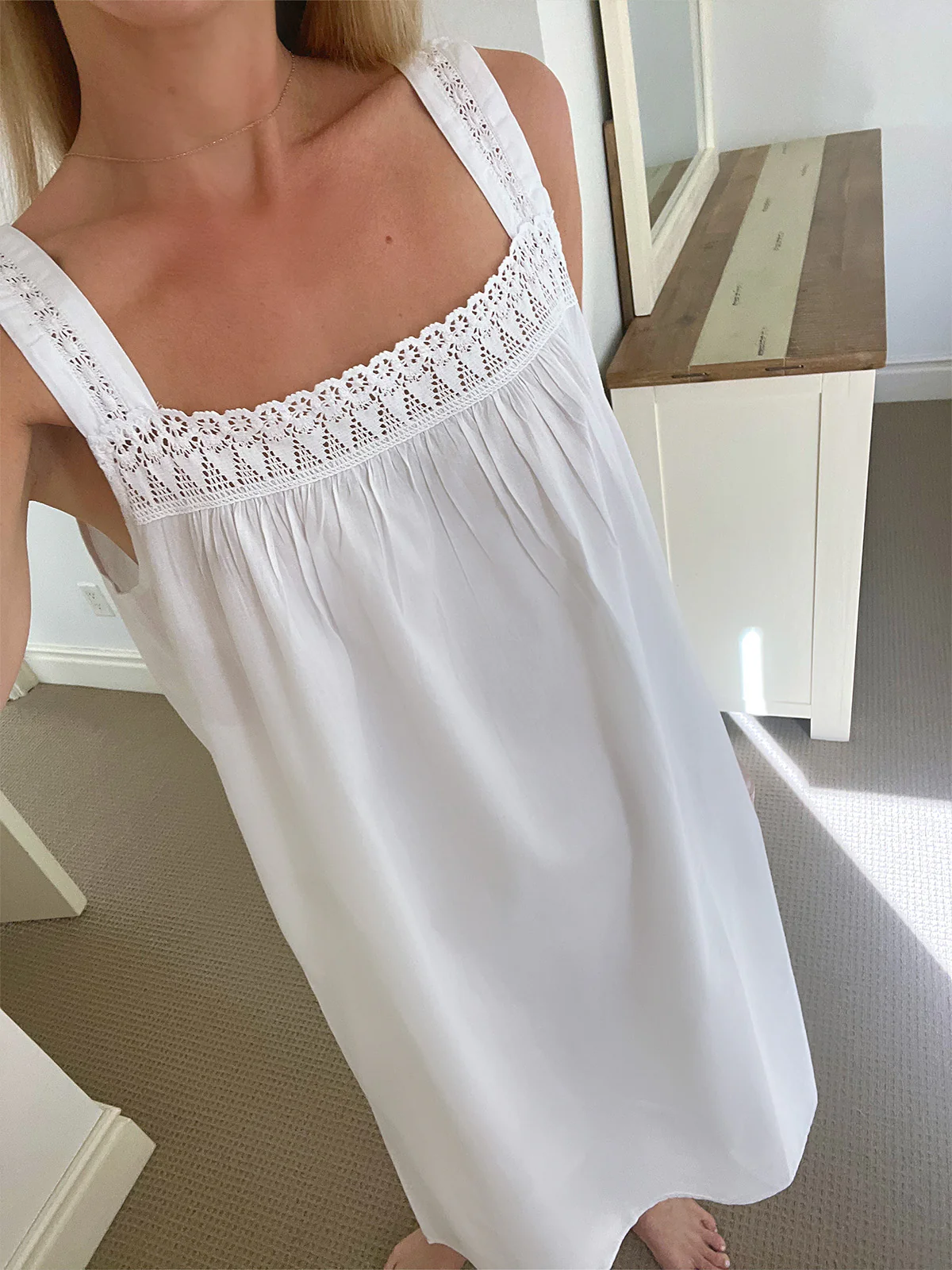 Maureen White Cotton Nightgown - Image 6