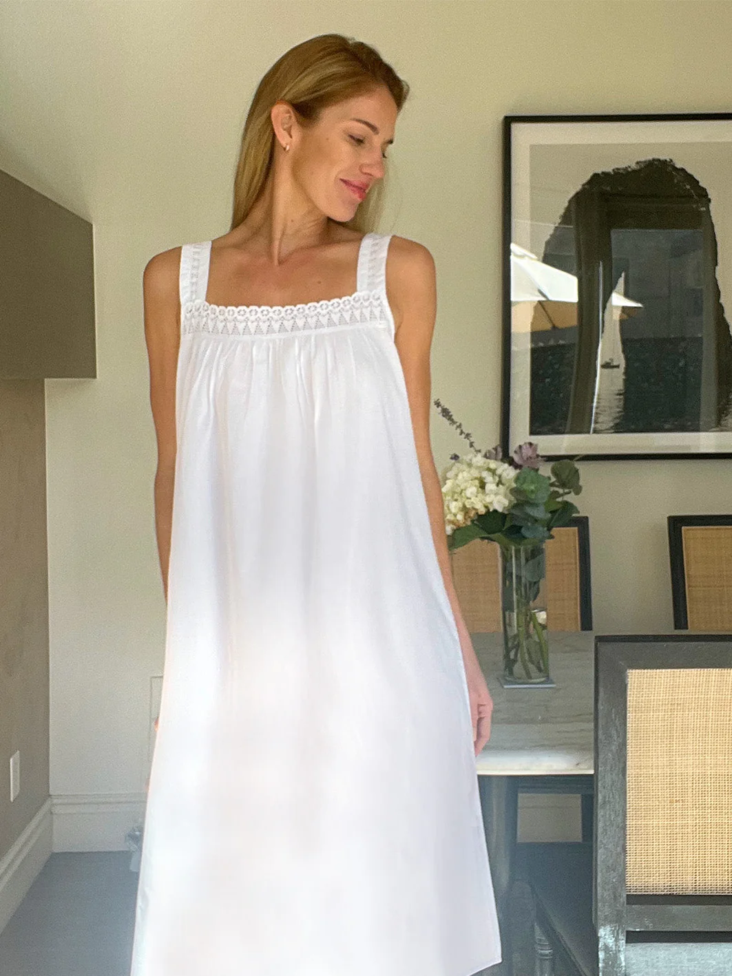 Maureen White Cotton Nightgown - Image 7