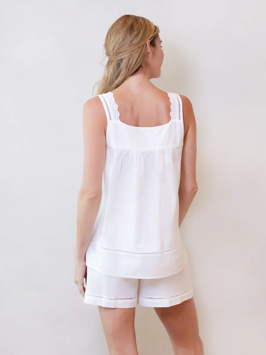 Poppy White Cotton Pajamas - Image 4
