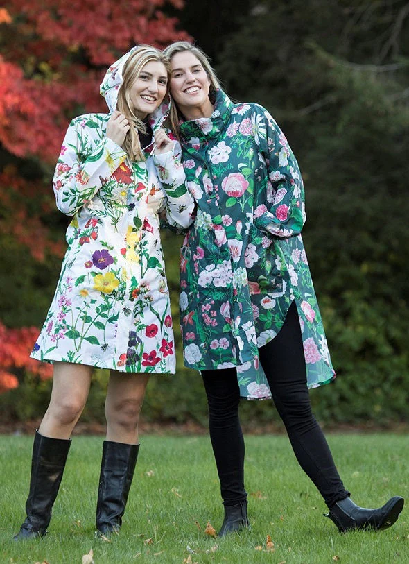 Rain Jacket, Peony Design (Black) - Image 3