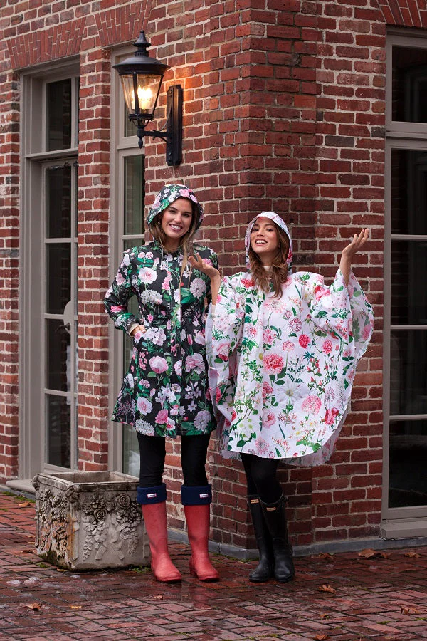 Cambridge Parka, Peony Design (Black) - Image 3