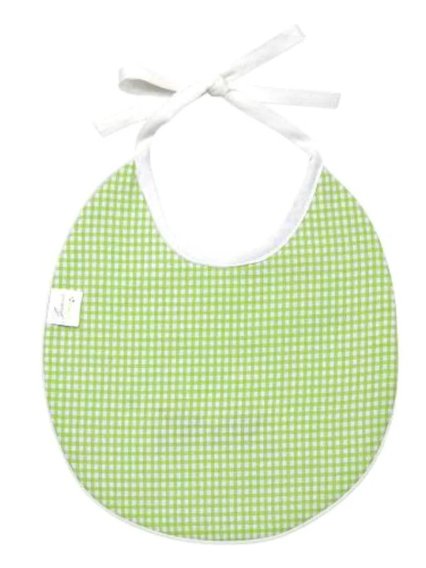 Baby Bib - White Waffle Weave, Gingham Lining, Hand Embroidered - Image 5