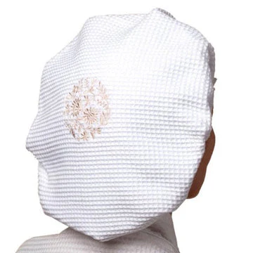 Shower Cap, Waffle Weave, Embroidered Botanical - Image 2