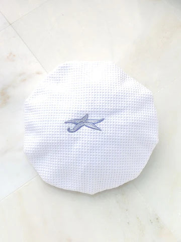Shower Cap, Waffle Weave, Embroidered Coastal - Image 2