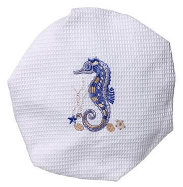 Shower Cap, Waffle Weave, Embroidered Coastal - Image 4