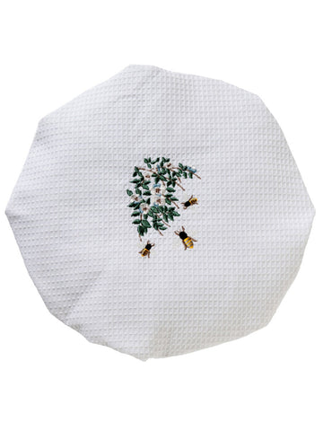Shower Cap, Waffle Weave, Embroidered Nature - Image 5