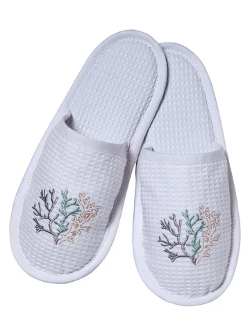 Slippers, Waffle Weave, Embroidered - Image 13
