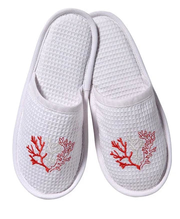 Slippers, Waffle Weave, Embroidered - Image 14