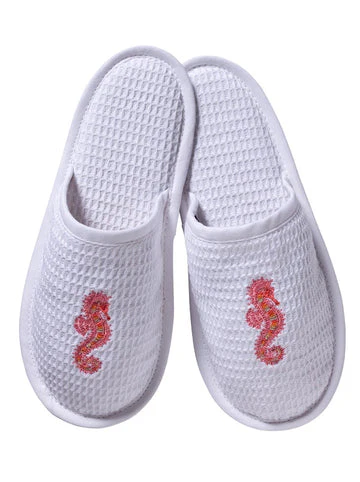Slippers, Waffle Weave, Embroidered - Image 15