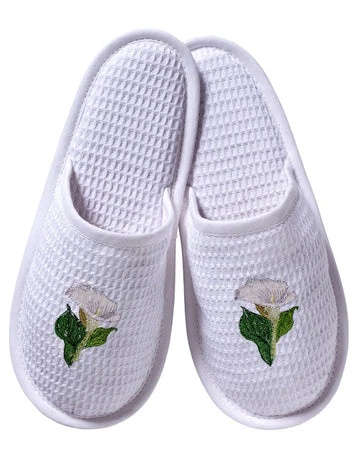 Slippers, Waffle Weave, Embroidered - Image 20
