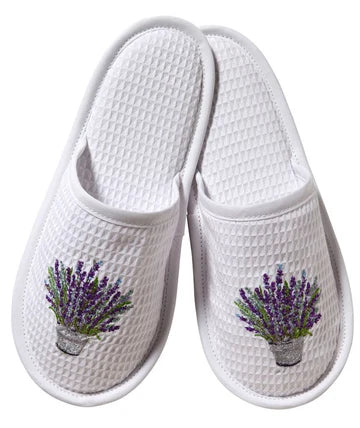 Slippers, Waffle Weave, Embroidered - Image 22